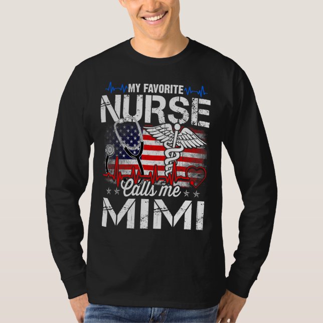 My Favorite Nurse Calls Me Mimi Retro Nurse Mother T-Shirt (Front)