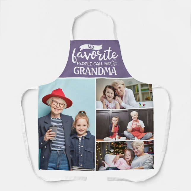 My favorite people call me| 4 family photo collage apron (Front)