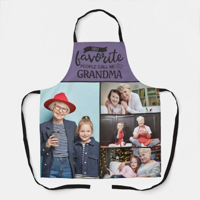 My favorite people call me| 4 family photo collage apron (Front)