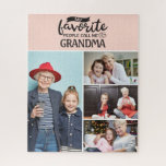 My favorite people call me| 4 family photo collage jigsaw puzzle<br><div class="desc">Create the perfect custom family photo gift with this unique and easy to personalize fun puzzle. The collage template features a trendy 4 pictures grid with the caption "My favorite people call me grandma" (the word "grandma" is easily customizable with your title or text of your choice) in stylish white...</div>