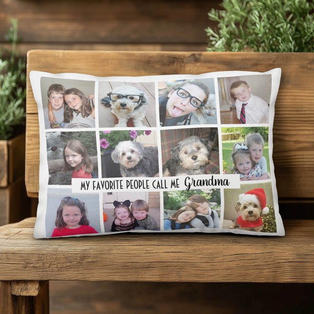 My Favorite People Call Me Grandma - 12 photos Accent Pillow (Custom Photo Pillow)