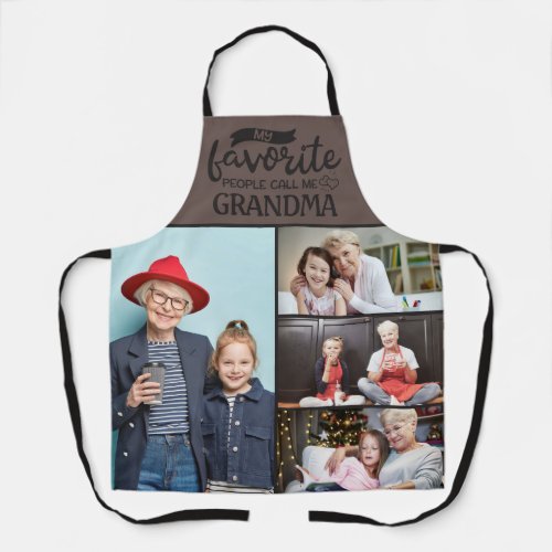 My favorite people call me grandma 4 photo collage apron