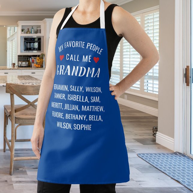 My Favorite People call Me Grandma, Blue Custom Apron (Creator Uploaded)