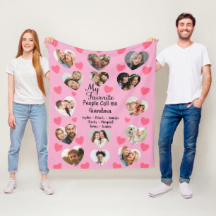 My Favorite People call Me Grandma Custom Photos Fleece Blanket