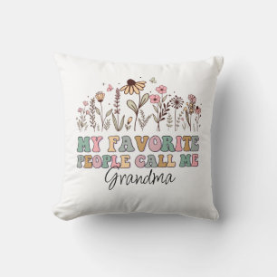 My Favorite People Call Me Grandma Floral Throw Pillow