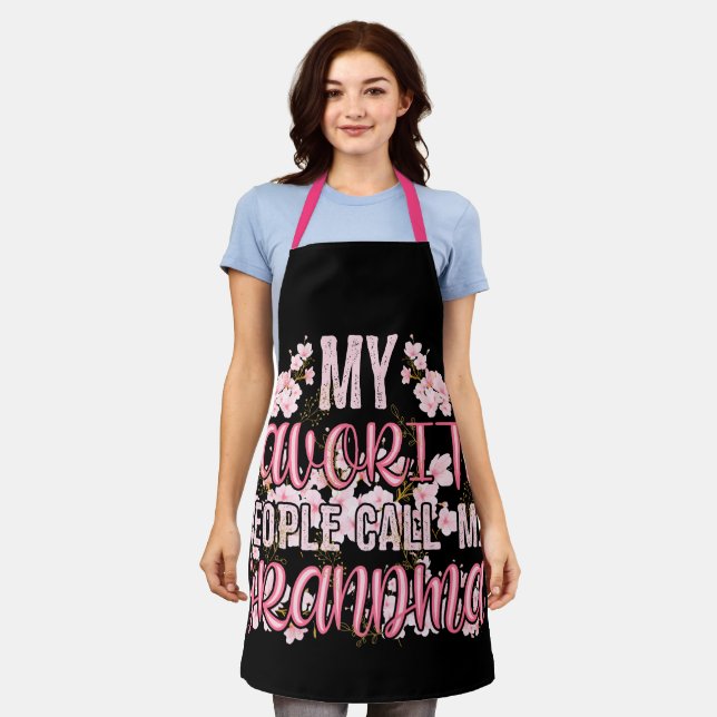 My Favorite People Call Me Grandma Flower Apron (Worn)