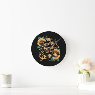 My Favorite People Call Me Grandma Mother's Day Round Clock
