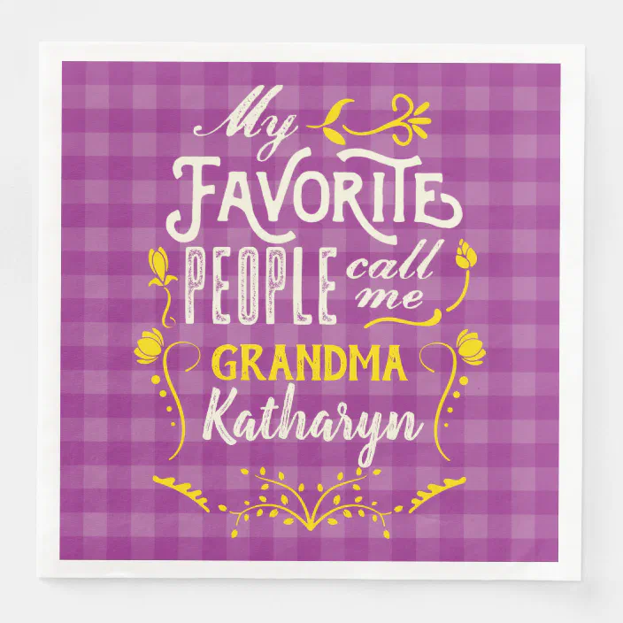 My Favorite People Call Me Grandma Purple Gingham Paper Dinner Napkins Zazzle Com