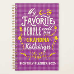 My Favorite People Call Me Grandma Purple Gingham Planner