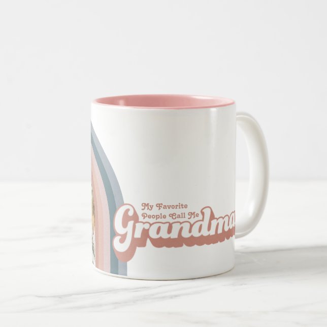 My Favorite People Call Me Grandma Rainbow Photo Two-Tone Coffee Mug (Front Right)