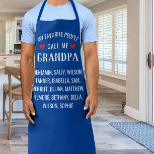 My Favorite People call Me Grandpa, Blue Custom Apron