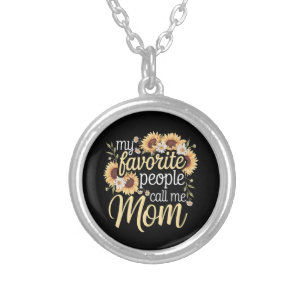 My Favorite People Call Me Mom Silver Plated Necklace