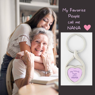 My Favorite People Call Me Nana Purple Heart Keychain