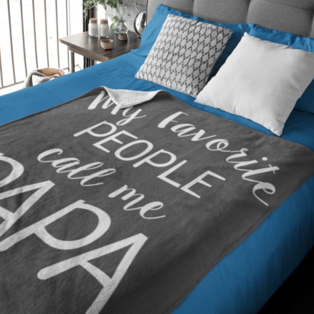 My Favorite People Call Me Papa Black and White Fleece Blanket (Creator Uploaded)