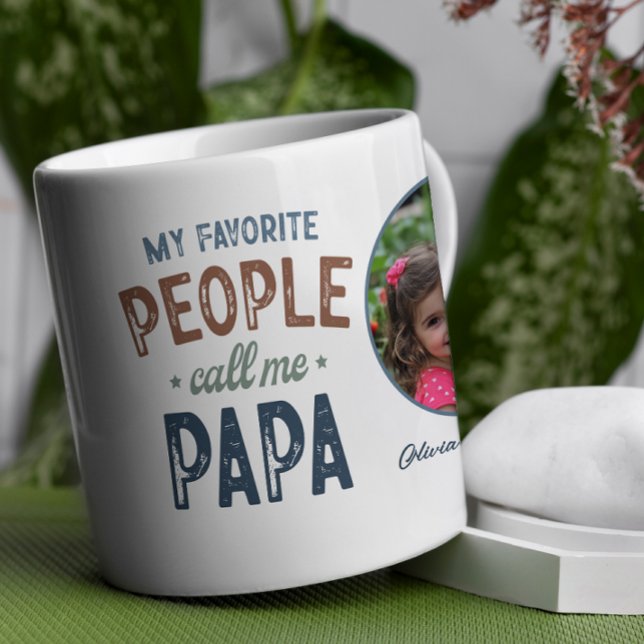 My Favorite People Call Me Papa Personalized Coffee Mug (This heartwarming coffee mug design blends playful typography with rustic, earthy colors.)