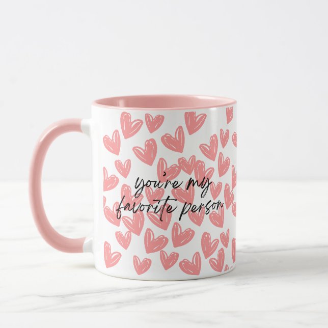 My Favorite Person Pink Hearts Two-Tone Mug (Left)