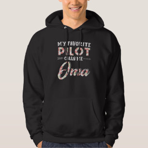 My Favorite Pilot Calls Me Oma Floral Hoodie