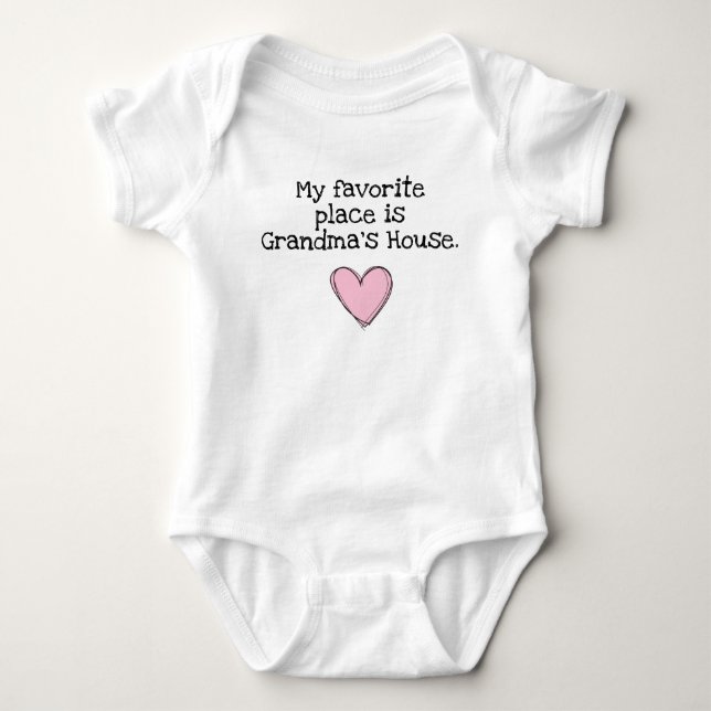 my favorite place is grandma's house baby bodysuit (Front)