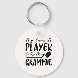 My Favorite Player Calls Me Grammie Hockey Player Keychain
