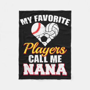 My Favorite Players Baseball Volleyball Soccer Nan Fleece Blanket