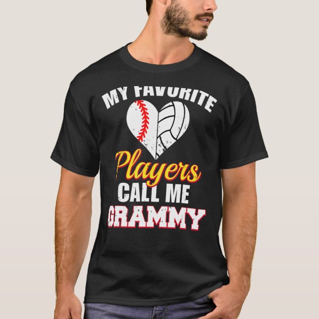 My Favorite Players Call Me Grammy   Baseball Voll T-Shirt (Front)