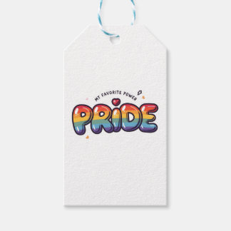 My Favorite Power Is PRIDE – Bold Rainbow LGBTQ Gift Tags