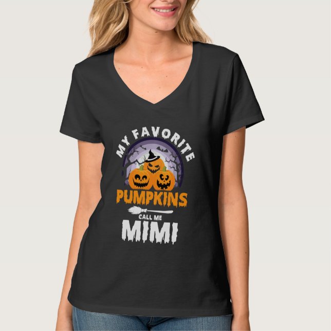 My Favorite Pumpkins Call Me Mimi Fall Fun Hallowe T-Shirt (Front)