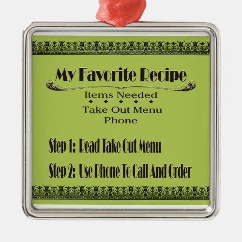 my favorite recipe metal ornament