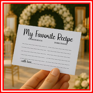 My Favorite Recipe Wedding Bridal Shower Enclosure Card