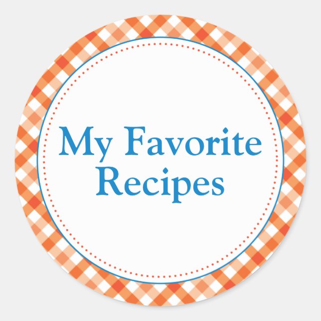 My Favorite Recipes Classic Round Sticker (Front)