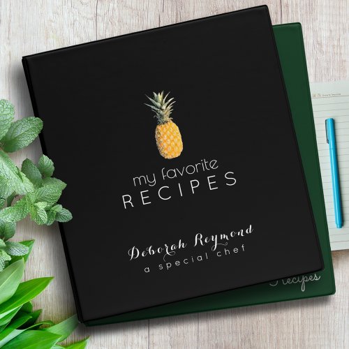 My Favorite Recipes pineapple black binder book