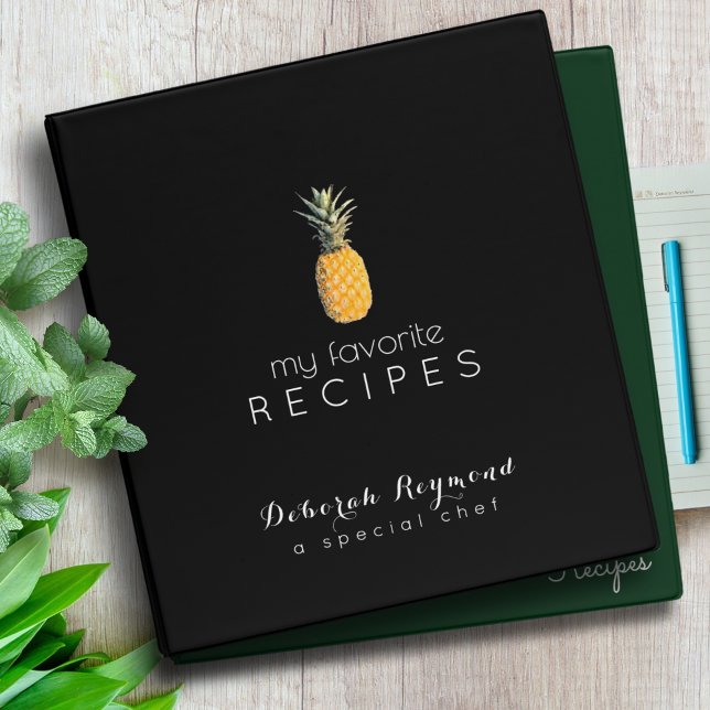 My Favorite Recipes pineapple black binder book (Creator Uploaded)