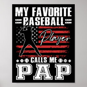 My Favorite Sell Player Calls Me Pap American Flag Poster
