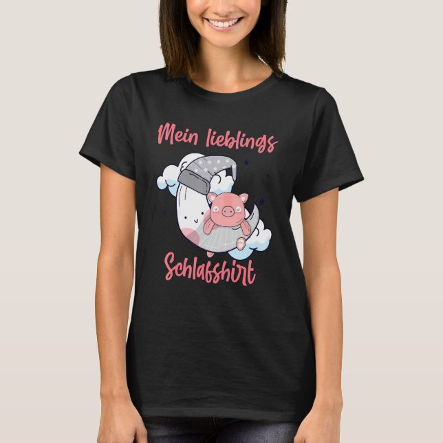 My Favorite Sleep  Teacup Pig Mini Pig Moon T-Shirt (Front)