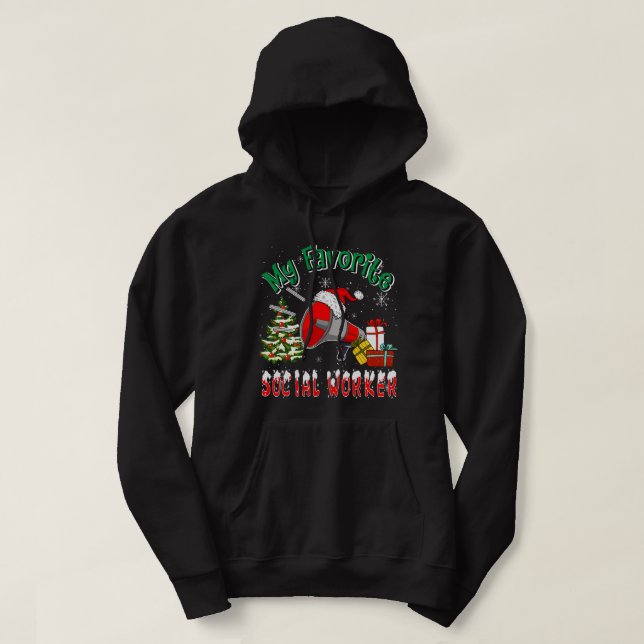 My Favorite Social Worker Christmas Santa Lover Fa Hoodie (Design Front)