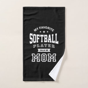 My Favorite Softball Player Calls Me Mom Hand Towel