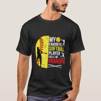My Favorite Softball Player Grandpa Softball Grand T-Shirt