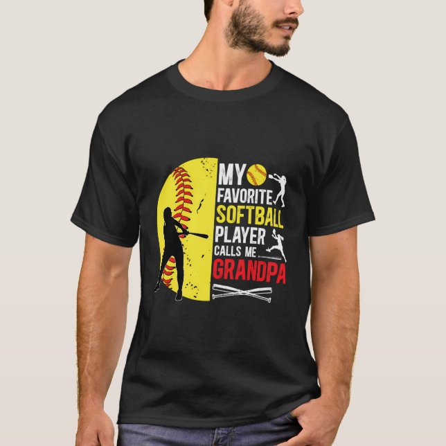 My Favorite Softball Player Grandpa Softball Grand T-Shirt (Front)