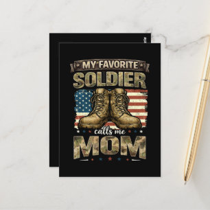 My favorite soldier calls me mom postcard