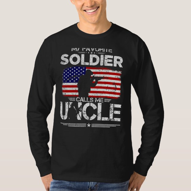My Favorite Soldier Calls Me Uncle American Flag P T-Shirt (Front)