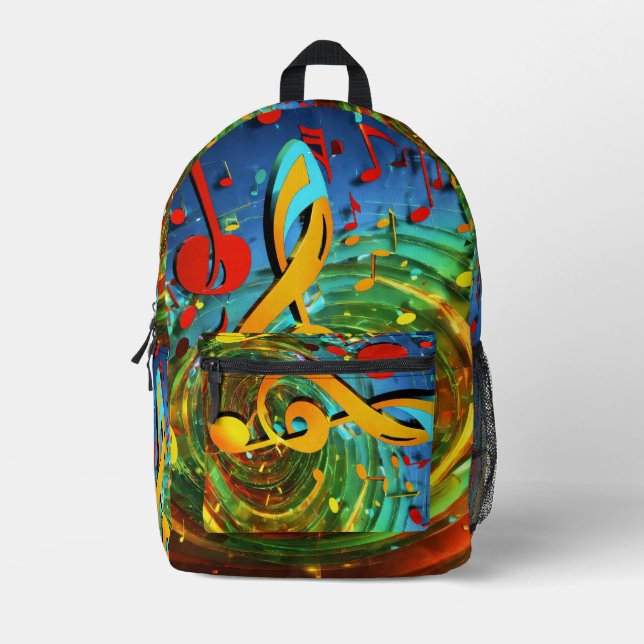 My Favorite Song: Music Notes Design Style Backpac Printed Backpack (Front)