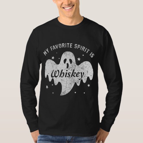 My Favorite Spirit Is Whiskey Funny Boo Ghost T_Shirt