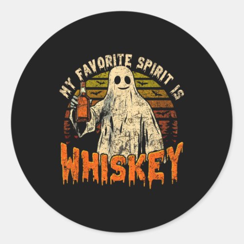 My Favorite Spirit Is Whiskey Funny Retro  Classic Round Sticker