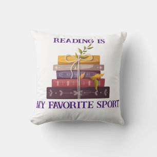 My favorite sport is reading throw pillow