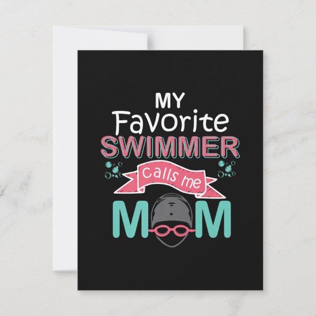 My Favorite Swimmer Calls Me Mom Funny Swimming Invitation (Front)