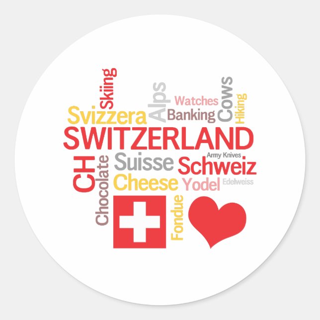 My Favorite Swiss Things Funny Classic Round Sticker (Front)