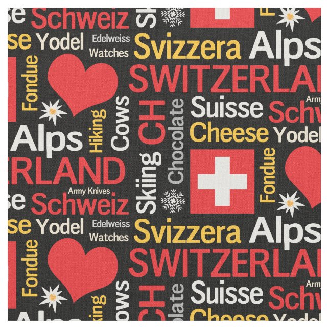 My Favorite Things About Switzerland Fabric (Close Up)