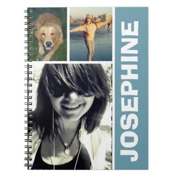 My Favorite Things Blue Photo Collage Journal by FidesDesign at Zazzle