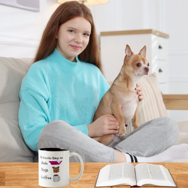 My favorite things Books, Dogs, Coffee Two-Tone Coffee Mug (Creator Uploaded)