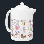 My Favorite Things Cute Christmas Hand Drawn Teapot<br><div class="desc">Everyone loves "The Sound of Music, " and this tribute to the song "My Favorite Things" is unique! All the images from the Rodgers and Hammerstein song are hand-drawn. They are the pleasures Julie Andrews sings about -- Raindrops on Roses, Whiskers on Kittens, Bright Copper Kettles, Warm Woolen Mittens, Cream...</div>